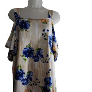 Women’s JM Collection, Large, Floral, Multi Colored Butterfly Sleeve, Top